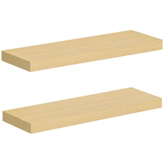 HOOBRO Wandregal, Schweberegal 2er-Set, stabile Wandboards, 60 x 20 x 3,8 cm Hängeregale, mit unsichtbaren Halterungen, für Bad, Schlafzimmer, Küche, Büro, Wohnzimmer, Natur ENL60BJ01