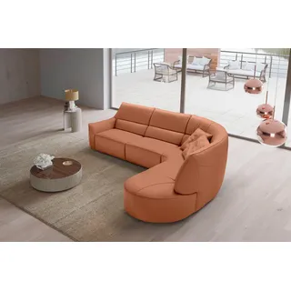 Egoitaliano Ecksofa »Puffy, extravagant & edel, Retro Designsofa, hoher Sitzkomfort, L-Form« mit Ottomane, wahlweise mit und ohne elektrischer Relaxfunktion, rot