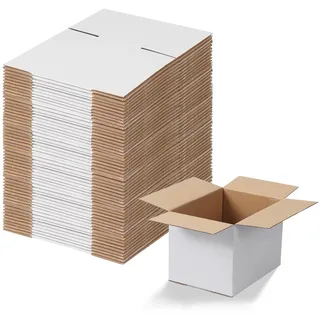 EYMPEU 40 Stück 17,8 x 12,7 x 12,7 cm Weiße Versandkarton, Kartons für kleine Gegenstände, Spielzeug, Schreibwaren und Weihnachtspäckchen