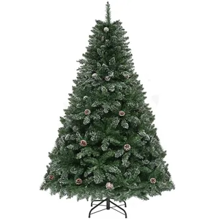 YITAHOME 182cm Künstlicher Weihnachtsbaum mit Schnee & Kiefernzapfen, ca. 880 Spitzen, Naturgetreu Tannenbaum mit Metallständer & Klappsystem, Schnellaufbau für Zuhause Geschäfte, 182 x Φ105cm