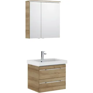 Pelipal Badezimmer , Eichefarben , Metall , 3-teilig , Holzoptik , 2 Fächer , 2,2 Schubladen , 70 cm , Made in Germany , hängend, Zusatzausstattung erhältlich, Typenvielfalt , Badezimmer, Badmöbelsets & Badmöbelserien, Badmöbel-Sets