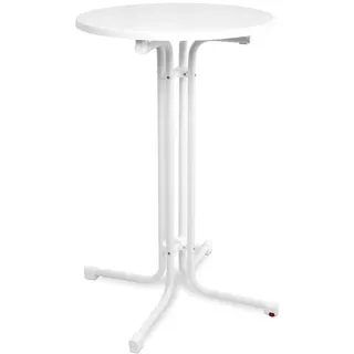 Beautissu Stehtisch Weiß Metall, Rund, 60x110x60 cm, Esszimmer, Tische, Stehtische