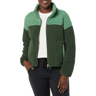 Amazon Essentials Damen Sherpa-Fleecejacke mit Langem Reißverschluss, Dunkelgrün Salbeigrün Shearling, XS