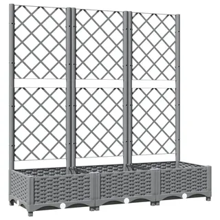 vidaXL Pflanzkübel mit Rankgitter Hellgrau 120x40x121,5 cm PP