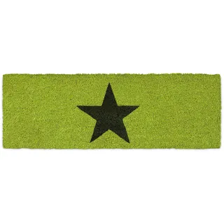 Relaxdays Fußmatte schmal STERN aus Kokos und Gummi PVC als Fußabtreter für Außen & Innen Eingangsmatte mit rutschfestem Boden als Türvorleger und Türmatte HBT: 1,5 x 75 x 25 cm, grün