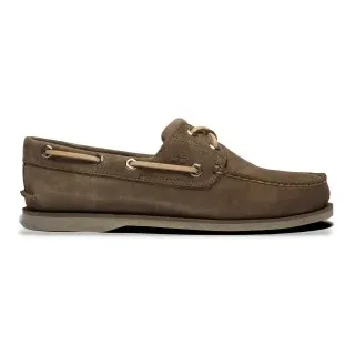 Timberland für Herren. TB0A4187EO81 Klassische Bootsschuhe aus grünem Leder (44 W), Wohnung, Schnürsenkel, Lässig