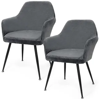 Betylifoy Stretch Stuhlbezug Stuhlhusse 2er Set, Elastischer Stuhlbezug Stuhlhussen mit Armlehne Abnehmbare Stuhlbezug Grau Schonbezug für Esszimmer Wohnzimmer Hochzeit, Partys Deko (Grau)