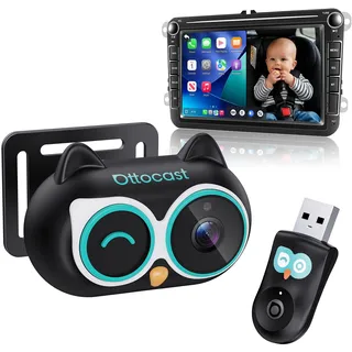 Ottocast Cabin Care CarPlay Adapter 2026, Ottocast Mini 1080P Rücksitz Kamera, USB-A Plug & Play, Nur für werkseitiges kabelgebundenes CarPlay