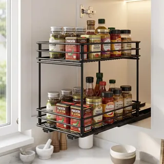 EasyVibe Ewürzregal Ausziehbar für Küchenschrank, 15cm Breit Gewürzregal Ausziehbar Schrank, Gewürzregal Herausziehen Organizer, Küchenschrank Regal