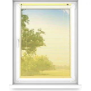 time4blinds - Jalousien Fenster Innen ohne Bohren, Alu Jalousie Aluminium Rollos, Hellgelb, Links, 500x1400 - Hellgelb