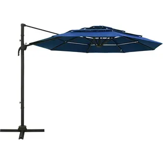 vidaXL Sonnenschirm mit Aluminium-Mast 4-lagig Azurblau 3x3 m - Blau