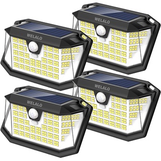 Solarlampen für Außen mit Bewegungsmelder, 【4 Stück】188 LED Solarleuchten für Außen, 270° Aussen 3 Modi Solar Aussenleuchte, Solar Wasserdichte Wandleuchte IP65 Wasserdichte Garten Aussen Solarlicht