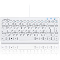 Perixx PERIBOARD-407W DE, Mini Tastatur - USB - 320x140x14mm Abmessung - Klavierlack Weiss - QWERTZ DE Layout
