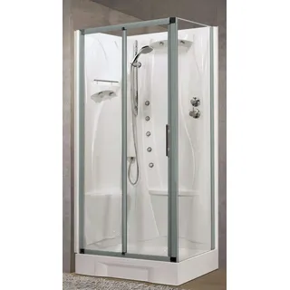 Novellini Neu Holiday 2P+F Hydro-Massage 100x70 Li Mechanisch Klar Silber