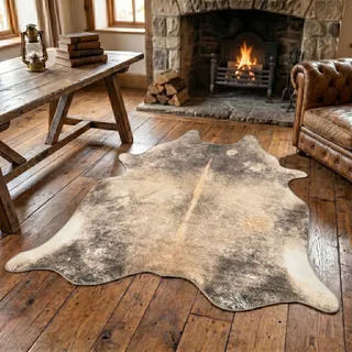 Gino Falcone Emilia Gr. 3, braun, B:130cm H:3mm L:170cm, Kunstfaser, Teppiche, Fellteppich, Kunstfell, bedruckt, Kuhfell-Optik, ideal im Wohnzimmer , Schlafzimmer