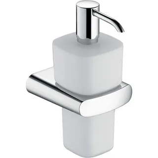 Keuco Lotion-Spender Metall verchromt und Opal-Glas_ Inhalt nachfuellbar ca. 220ml_ Fuer Fluessigseife Fuer Bad und Gaeste-WC_ Wandmontage_ Elegance