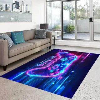 HOSIMA Gamecontroller-Teppich, weiche Bodematte, rutschfeste Schlafzimmermatte, kurzflorig, Flauschig, waschbar (Gamepad 150 x 200)