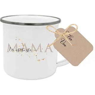 Manufaktur Liebevoll Emaille Tasse „Weltbeste Mama Kaffeetasse Mama Geschenk Geburtstag Muttertagsgeschenke für Mama Dankeschön Geschenke für Mama Weihnachtsgeschenk