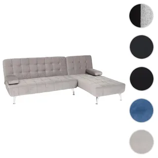 Mendler Schlafsofa HWC-K22, Couch Ecksofa Sofa, Liegefläche links/rechts Schlaffunktion 236cm ~ Samt grau