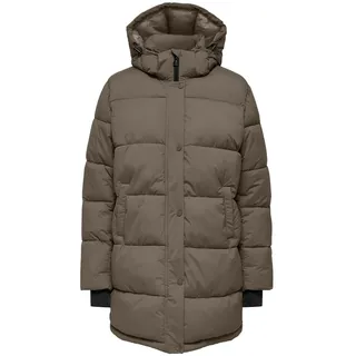 ONLY Damen ONLANN Premium Puffer Coat MID-Long OTW Mantel, Braun, XS
