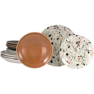 Teller-Set CREATABLE "Terrazzo Mix, Teller Set 12-tlg.", bunt, 12, Steinzeug, Geschirr-Sets, Teller-Set, Unregelmäßige Steine, Steinoptik