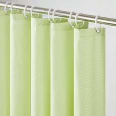 Furlinic Duschvorhang Textil Anti-schimmel Wasserdicht Waschbar Badvorhang aus Polyester Stoff Gelb Waffel 120x210cm mit 8 Duschvorhangringen.