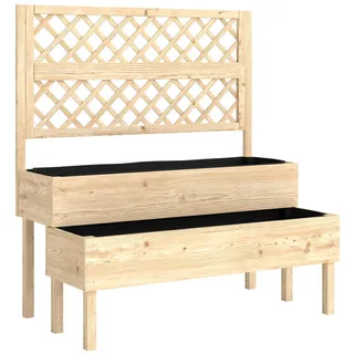 Outsunny Hochbeet mit Rankgitter Tannenholz 108/62/120 cm , Naturfarben , Holz , 101 L , 62x120x108 cm , Gartenzubehör, Hochbeete