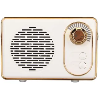 Retro-Bluetooth5.0-Lautsprecher mit Wiederaufladbarem AUX-USB-MP3-Player, Vintage-Desktop-Lautsprecher, Tragbar für Camping-Party- (Weiß)