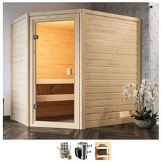 Bild von Sauna »Juli«, 3,6-kW-Plug & Play Ofen mit int. Steuerung, beige