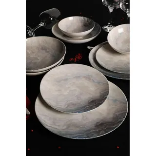 Elegant 24-Piece Dinner Set, 100% Porcelain | Includes Service Plates, Bowls & Dessert Plates | Dishwasher & Microwave Safe | Perfect for Any Occasion
