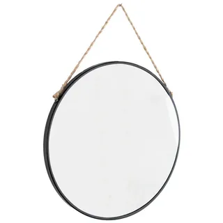 Sadena Wandspiegel , Schwarz , Metall, Glas , rund , 60x60x2.6 cm , Garderobe, Garderobenspiegel