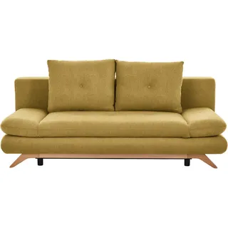 Carryhome Schlafsofa , Gelb , Holz , Buche , massiv , Füllung: Schaumstoff , 205x86x94 cm , Stoffauswahl, Liegefunktion, Rücken echt , Wohnzimmer, Sofas & Couches, Schlafsofas, Sonstige Schlafsofas
