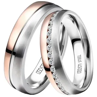 DOOSTI »Schmuck Geschenk Edelstahl Trauring Ehering Partnerring LIEBE« wahlweise mit oder ohne Zirkonia, rosegold