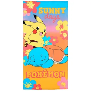 Pokémon Badetuch 70x140 cm, Pikachu Strandtuch Handtuch Kinder Mädchen Jungen, großes Badehandtuch für Strand Pool Schwimmbad Urlaub
