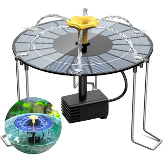 AISITIN Solar Springbrunnen für Außen mit 1500 mAh Akku, 4W Solarbrunnen für Draussen mit 3 Halterung, um Spritzwasser zu verhindern Solar Teichpumpe Wasserpumpe für Garten, Vogel-Bad, DIY Wasserspiel