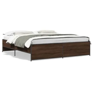 vidaXL Bettgestell Braun Eichen-Optik 200x200 cm Holzwerkstoff Metall - Braun