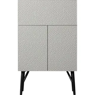 WOOOD Barschrank "Carve Highboard mit Klappe" mit grafischen Muster, Breite 90 cm, weiß