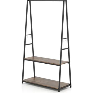 Freistehender Kleiderständer mit Regalen und stabiler Stange