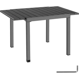 tectake Gartentisch aus Aluminium Inca, 80–120 x 80 x 74 cm, schwarz , Schwarz , Kunststoff , Baum/Pflanze/Natur , Quadratisch , 80x74x120 cm , Gartenmöbel, Gartentische, Gartentische