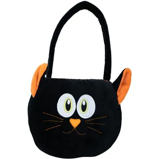 Heitmann Deco Stofftasche - Halloween Tasche für Süßigkeiten, Praktische Handtasche für Damen, Kürbis Deko, Hexen Zubehör - Leicht und Stabil mit Henkel, ca. 22 cm, Schwarz