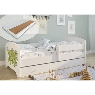 Kids Collective Kinderbett mit Dinosaurier Motiv 80 x 160 cm Holz lackiert weiß