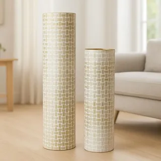 Leewadee Bodenvase Set (2 Stück) - große, hohe Metal Deko-Vasen in Gold, 60/47 cm - stilvolles Statement für Wohnzimmer, Schlafzimmer, Flur, Kamin & Büro - für Pampasgras & Kunstzweige