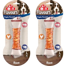 8in1 Triple Flavour Knochen L - leckerer Hundeknochen mit Hähnchenfilet, Schweine- und Rinderhaut, 1 Stück (Packung mit 2)