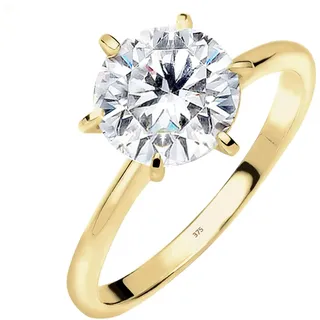 Elli PREMIUM Ring Damen Verlobung Solitär Funkelnd mit Zirkonia Kristalle aus 375 Gelbgold