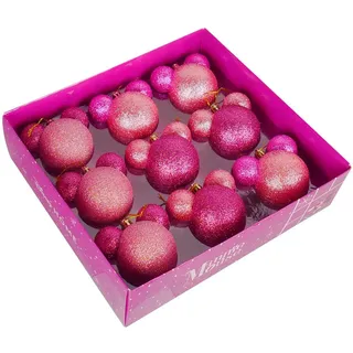 Disney Christbaumkugel-Set , Rosa, Pink , Kunststoff , Dekoration, Weihnachtsdekoration, Christbaumschmuck, Christbaumkugeln