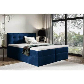 Fun Möbel Boxspringbett Schlafzimmerbett OVIEDO 200x220cm Stoff Fresh Blau