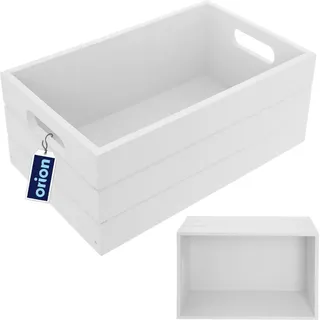 Orion Holzkiste Aufbewahrungskiste Aufbewahrungsbox mit Griffen 31x21x13 cm - Weiß