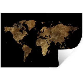 MuchoWow Wandtattoo Weltkarte - Gold - Luxus - Erde - Schwarz 120x80 cm , Kunststoff , 120x80x0.1 cm , Tapeten & Wandverkleidungen, Wandtattoos & Sticker