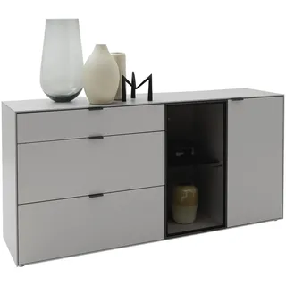 Dieter Knoll Sideboard , Grau , Glas, Holzwerkstoff , 2 Fächer , 2 Schublade(n) Schubladen , 181.9x87.9x45.2 cm , erweiterbar, Typenauswahl, in verschiedenen Holzarten erhältlich, Beleuchtung , Holzmöbel, Wohnwände Holz, Wohnwand Serien Holz