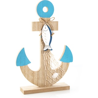 Logbuch-Verlag Anker Deko 30 cm Holz türkis Holzanker zum Hinstellen maritim Symbol Geschenk Sommer